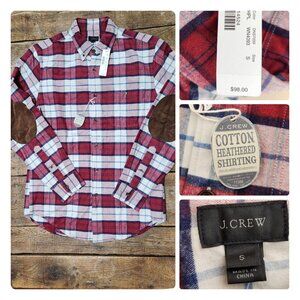 New J. Crew Flannel Plaid Elbow Patch Cotton Heather Men's Small